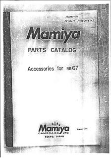 Mamiya RB 67 Pro SD manual. Camera Instructions.